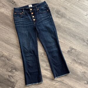 J. Crew 9" Billie Demi Boot Crop Raw Hem Jeans Size 25 Petite Dark Wash